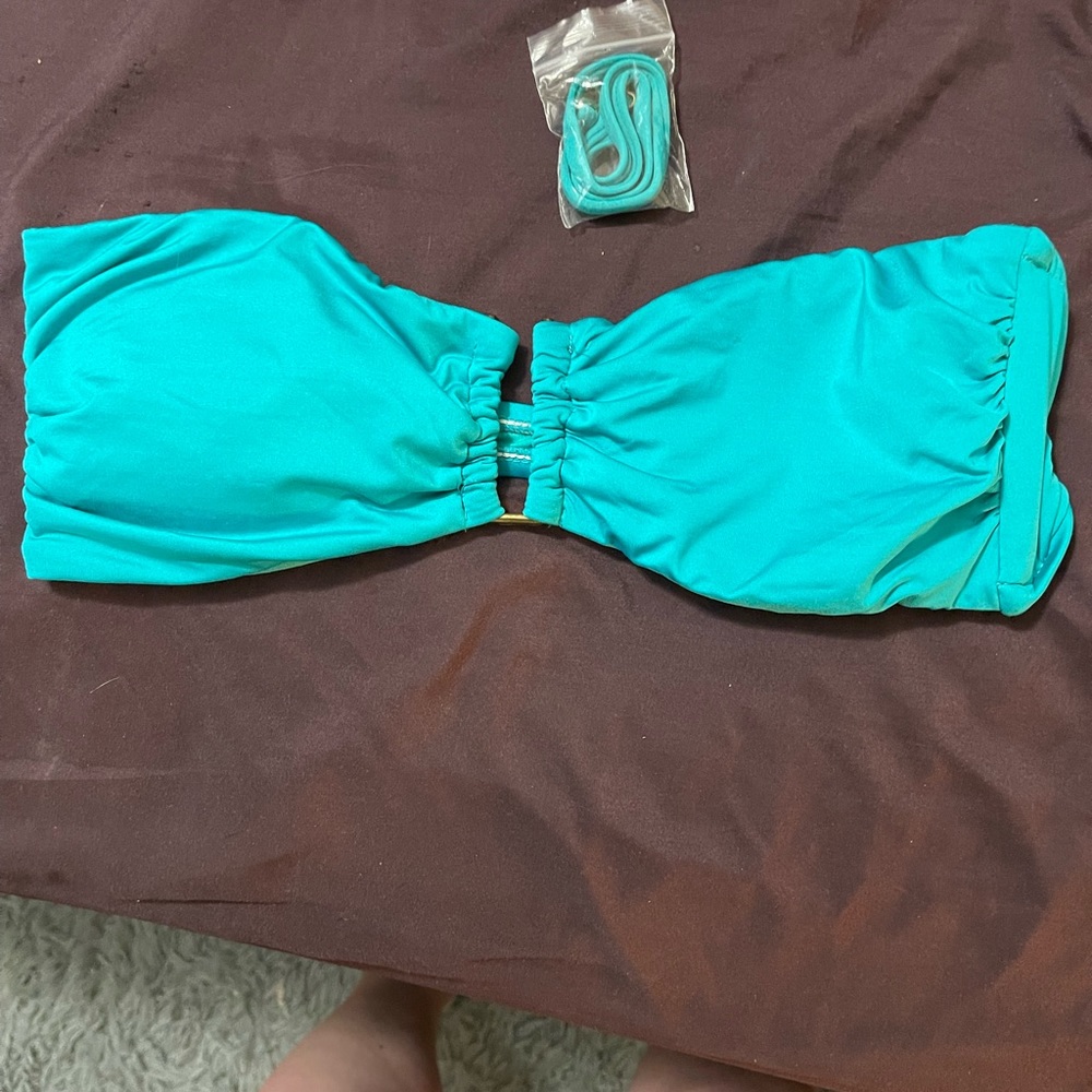 Turquoise Bandeau swim top size large